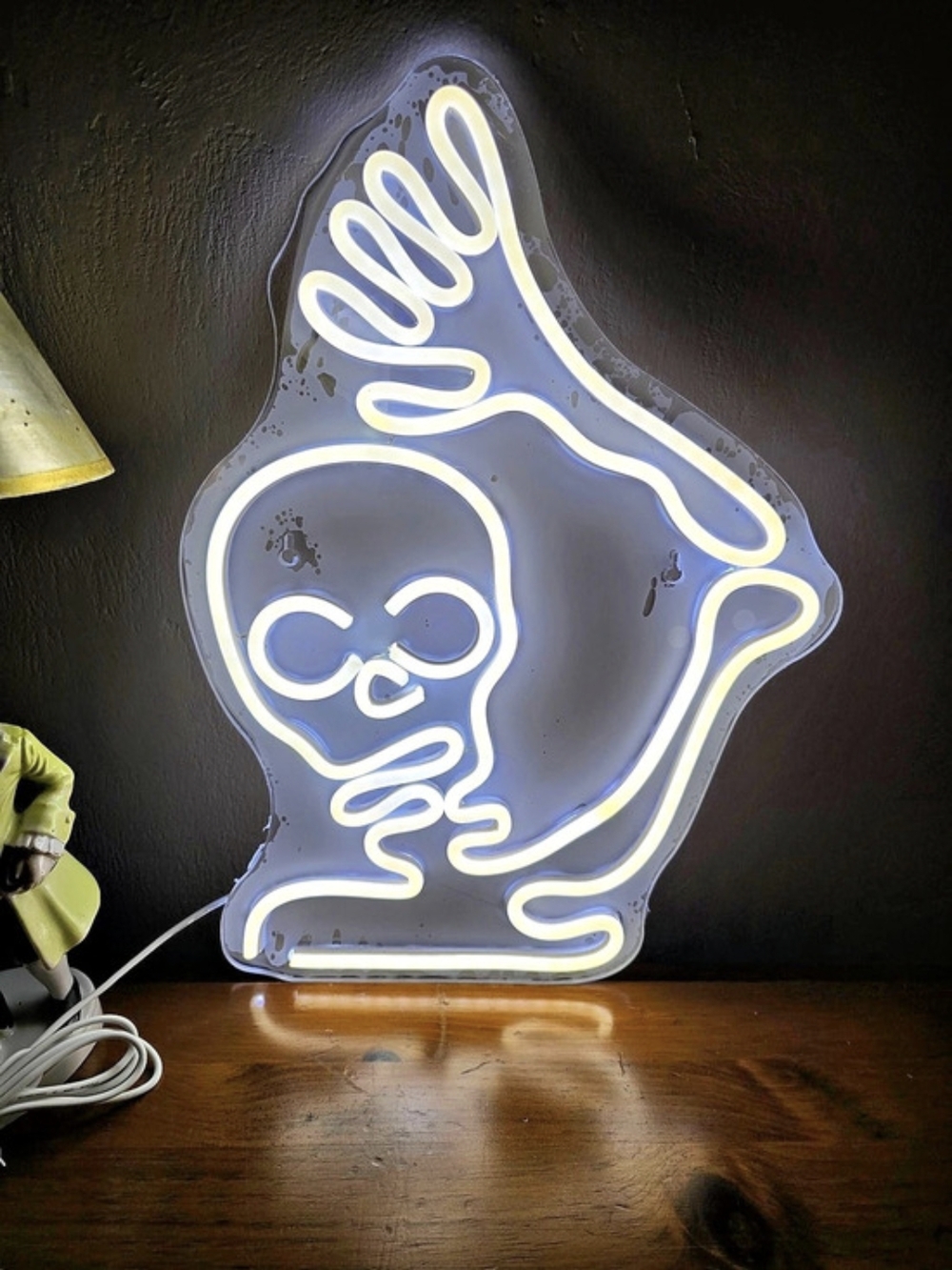 Northlight 15" White LED Neon Style Skeleton Halloween Sign Window Wall Decor